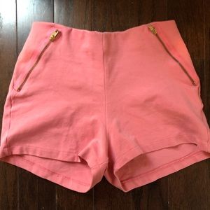 Zara Shorts Pink Small Gold Zipper Disco Fitted